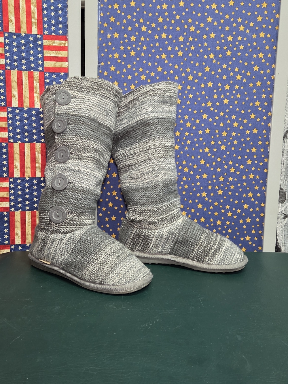 **Muk Luks Gray Knit Button-Accent Winter Boots** - Picture 2 of 9